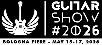 Immagine del logo della fiera Guitarshow su sfondo nero
